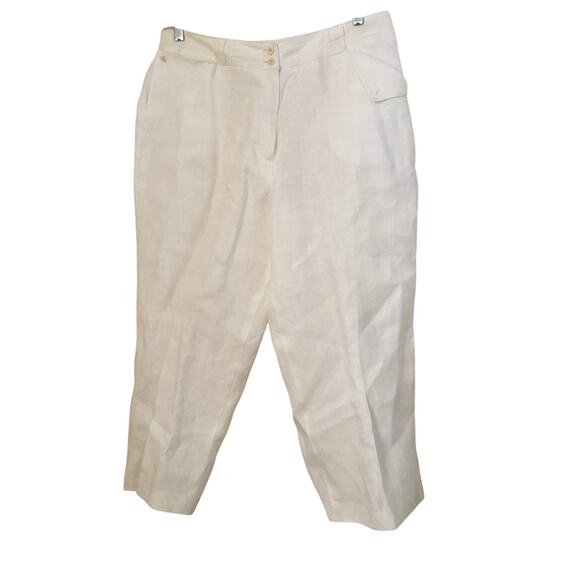 Talbots Irish Linen Petite Pants Cropped Size 16P White Fully Lined NWOT - Picture 1 of 7